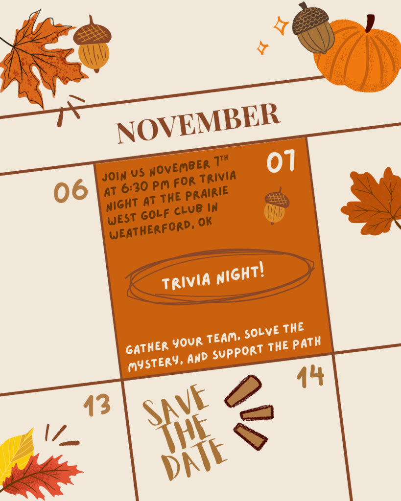 November 7th 6:30pm Trivia Night at the Prairie West Golf Club, Weatherford, OK 